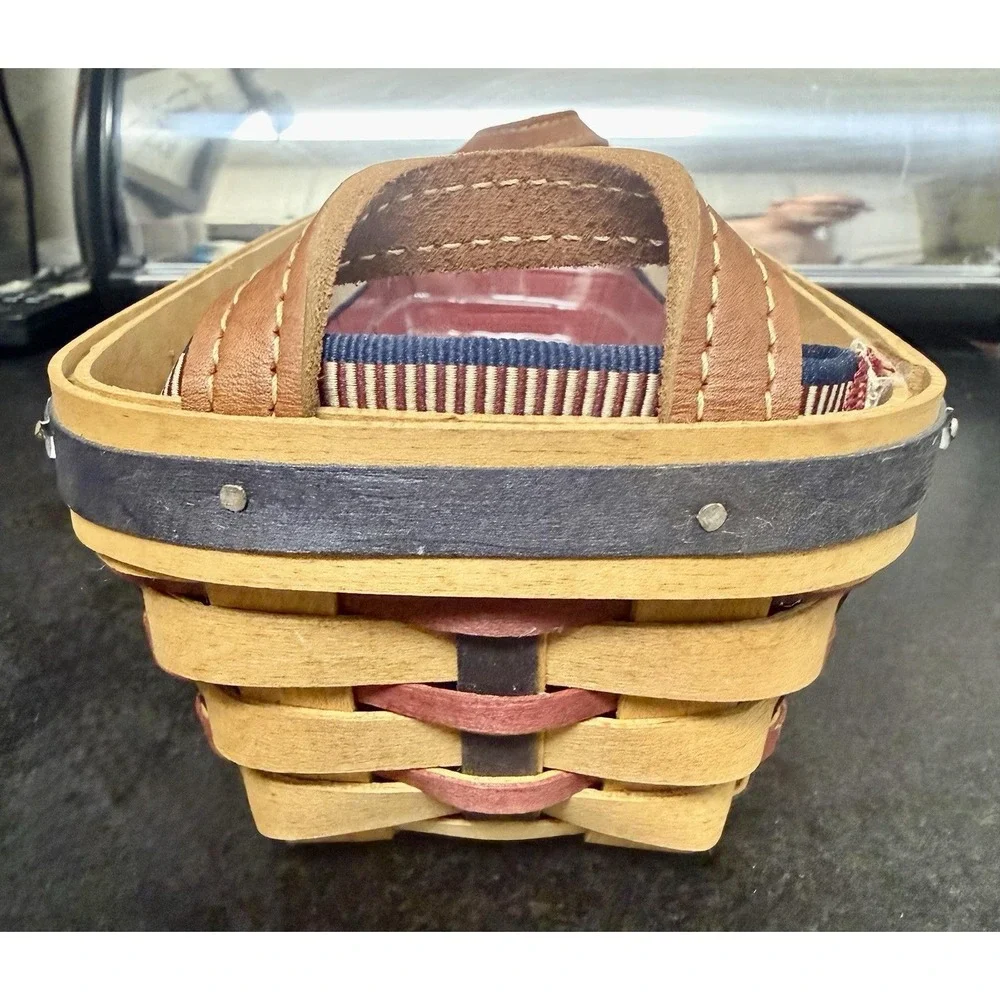 Longaberger 2003 Proudly American Cracker Basket Liner W/ Plastic Protector VTG